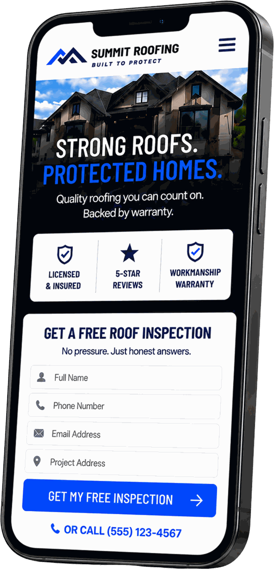 Clean, modern contractor lead page shown on a phone
